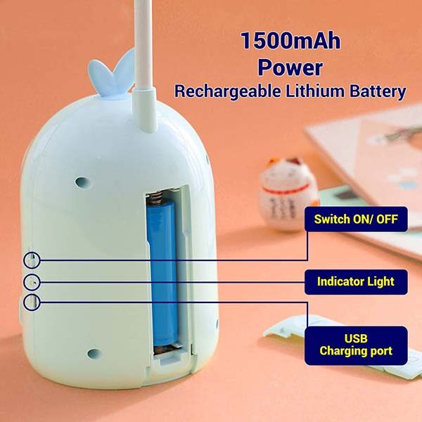 Rocklight Rechargeable Study Table Lamp With Mobile Stand (Sky Blues)