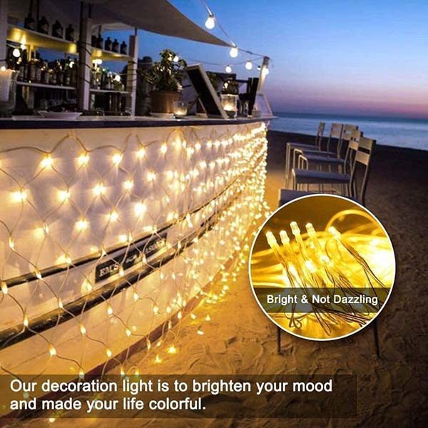 Smuf 10×10 Feet Long Yellow Net String Lights For Terris