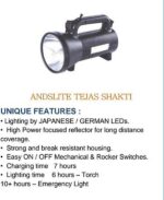 ANDSLITE TEJAS SHAKTHI MINI,6000mAh,LiFe PO4 battery, Light weight and high backup Torch (Multicolor)