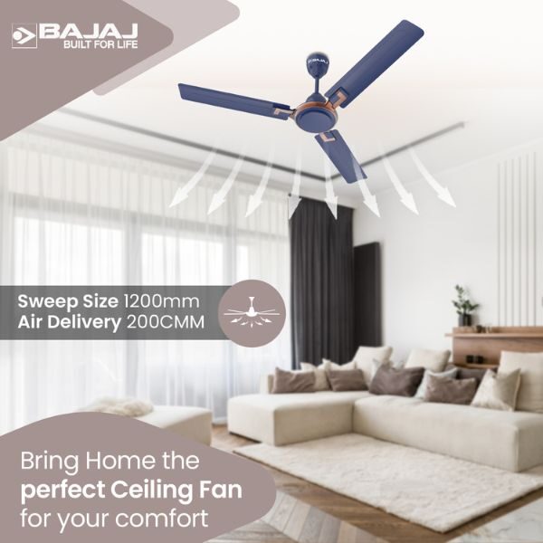 Bajaj Sabse Tezz Deco 1200MM 3 Blade Ceiling Fan (Marathon Blue