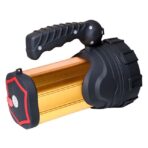 Smuf 250W Metal 2 KM Range Blinker & Bottom Light 20000 mAh Battery15 Hours Backup Torch (Gold & Black) (Rechargeable)