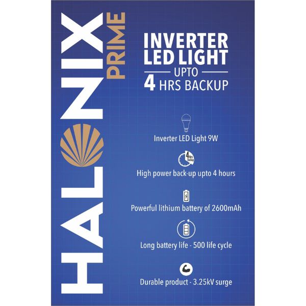 Halonix Prime 9W Inverter Chargeable LED Bulb Features