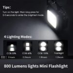 Metal Mini Flashlight COB Bright Rechargeable Light Backup