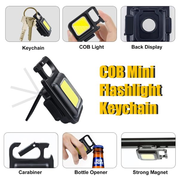 Metal Mini Flashlight COB Bright Rechargeable Lights