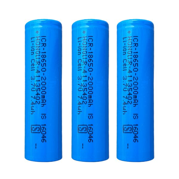 Hongli 2000mAh 3.7V 18650 Li-Ion Cell Battery (Pack of 3)