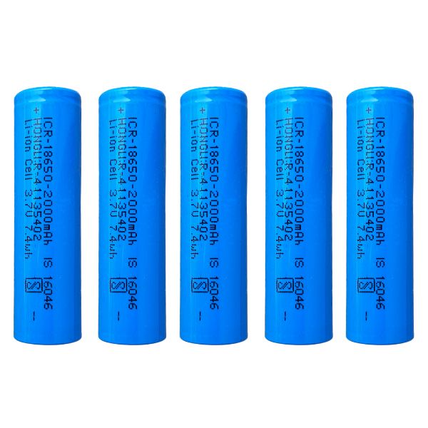 Hongli 2000mAh 3.7V 18650 Li-Ion Cell Battery (Pack of 5)