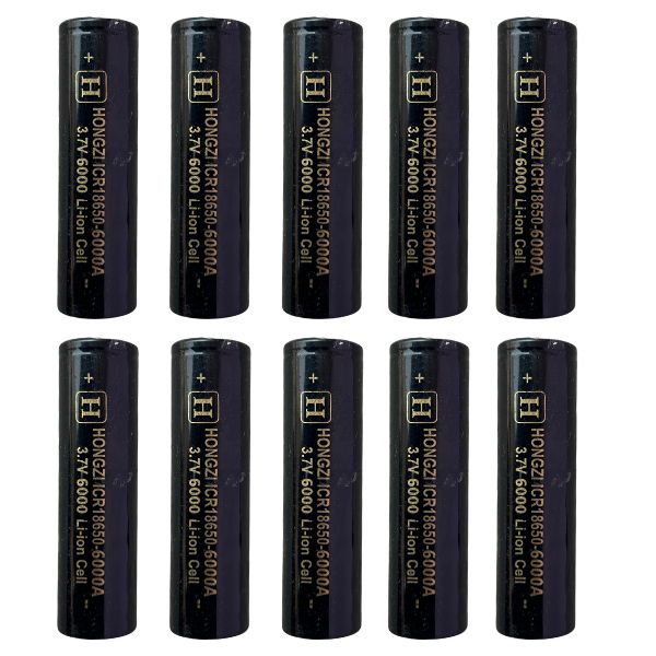Hongzi 6000mAh 3.7V 18650 Li-Ion Cell Battery (Pack Of 10)
