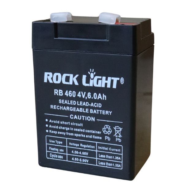 Rock Light RB 460 4V 6.0Ah Sealed Lead Rechargeable Battery Side