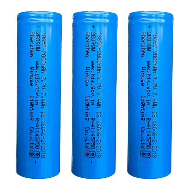 Winway 2000 mAh 3.7V 7.4Wh 18650 Lithium Battery (Pack Of 3)