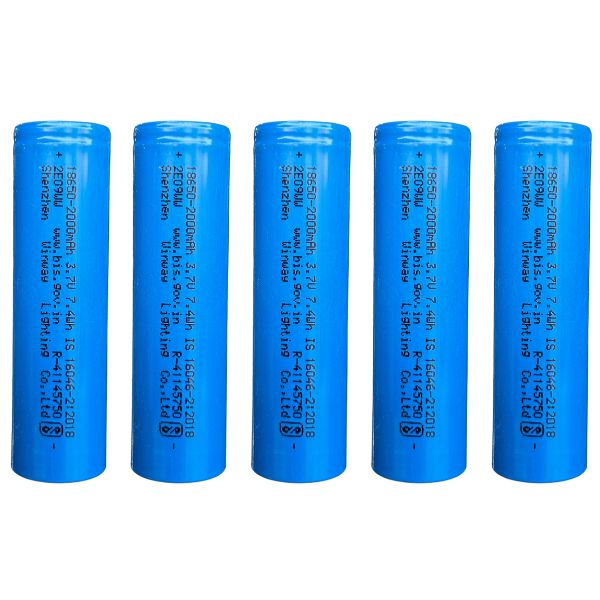 Winway 2000 mAh 3.7V 7.4Wh 18650 Lithium Battery (Pack Of 5)