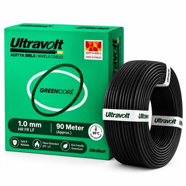 Ultravolt 1.0 MM Greencore Single Core Wire Black